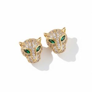 GOLD CZ PANTHER STUD EARRINGS